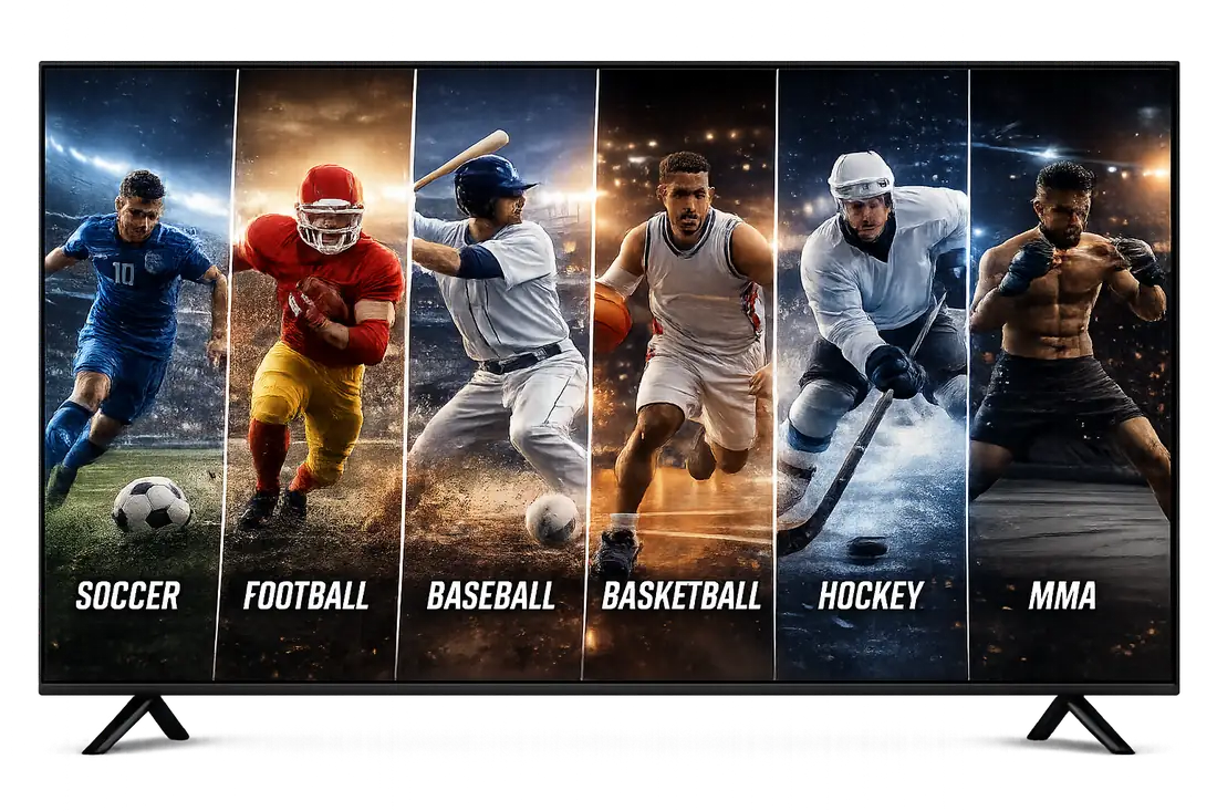 Live soccer, football, baseball, basketball, hockey, and MMA streaming in 4K on Strong 8K IPTV